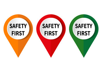 Safety first rounded sign Royalty Free Vector Image