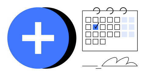schedule management with calendar and add event vector image