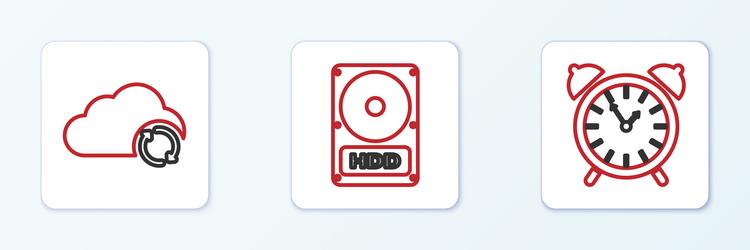 set line alarm clock cloud sync refresh and hard vector image