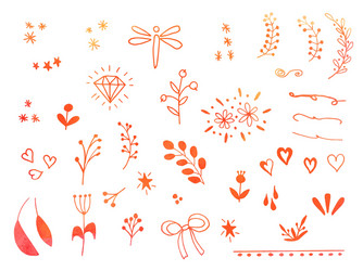Watercolor Doodle Elements Vector Image