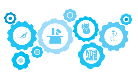 connected gears and icons for logistic service vector image