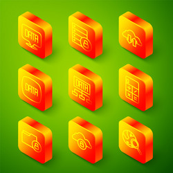 set line data analysis server security vector image