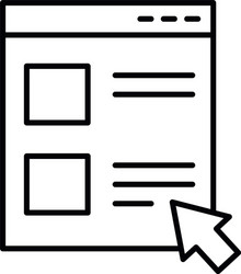 web page with cursor arrow icon line style vector image