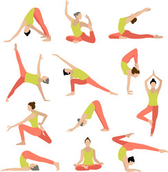 Women's Yoga Poses Collection Vector Image