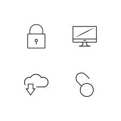 cyber security linear icons set simple outline vector image