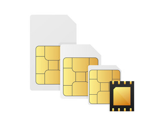 Digital e sim chip motherboard vector