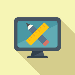 Draw monitor icon flat web ux vector