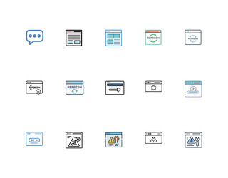 set of webpage icons refresh operations error vector image