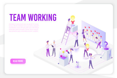 Team working landing page isometric vector