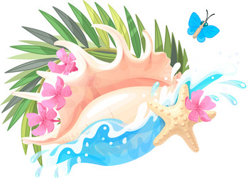 Seashell tropical underwater Royalty Free Vector Image