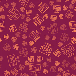 brown line computer monitor with graph chart icon vector image