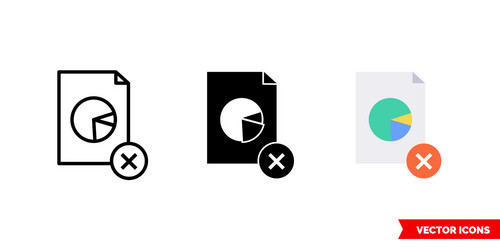delete pie chart report icon 3 types isolated vector image