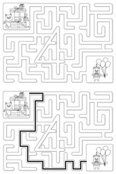 easy cat maze - learning number 4 vector image