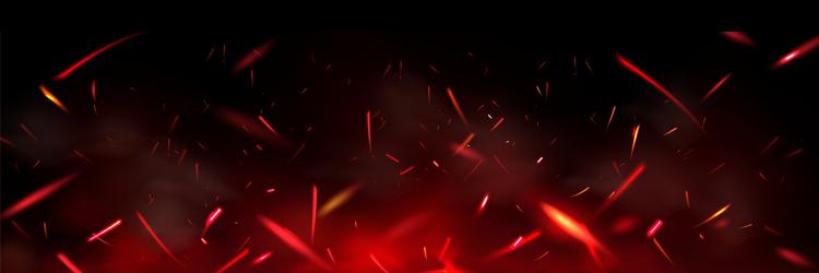 Red fire sparks overlay effect on black background