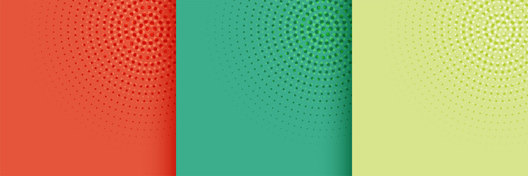 Set of abstract circular halftone pattern design vector