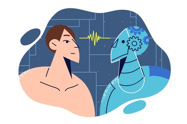 telepathic communication between robot and ai vector image