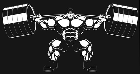 Bodybuilder with a barbell vector