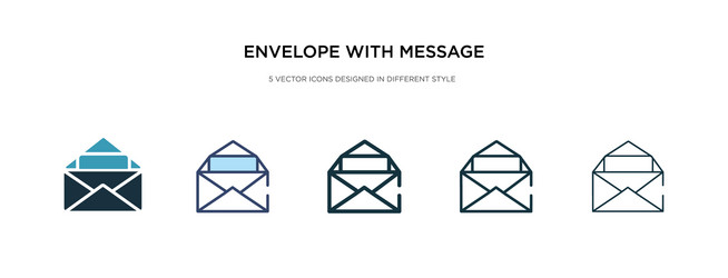 envelope with message icon in different style vector image