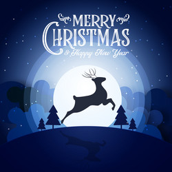 Merry christmas snowy night and happy new year vector