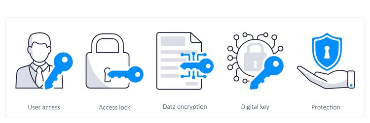 a set of 5 security icons as user access vector image