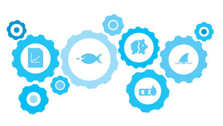 connected gears and icons for logistic service vector image