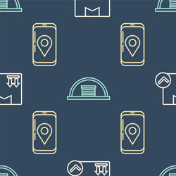 set line package box with check mark mobile vector image