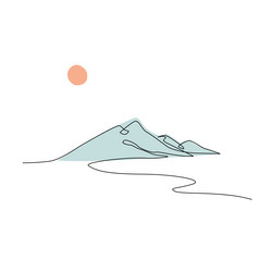 Abstract mountain range landscape flat scenery vector