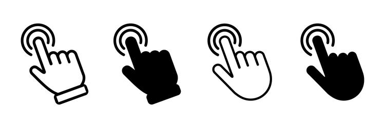 hand click cursor icons icon set vector image