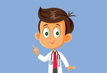 Little boy wearing a doctor costume vector