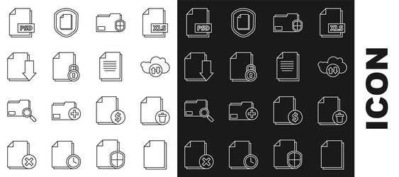 set line document delete file cloud vector image