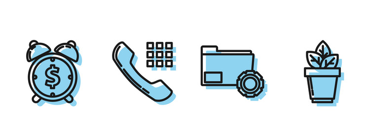 set line folder settings with gears alarm clock vector image