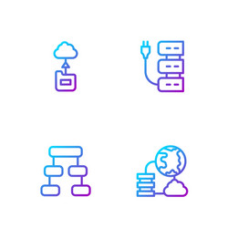 set line network cloud connection hierarchy vector image