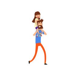 super hero dad character carrying daughter on his Vector Image