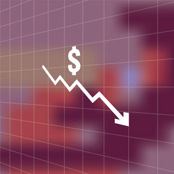 Dollar money fall down icon symbol with blur Vector Image