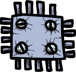 cartoon image of technology icon microchip symbol vector image