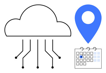 cloud computing with digital connection lines pin vector image