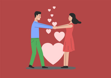 Loving boyfriend and girlfriend holding balloons Vector Image
