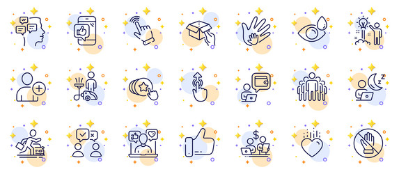 Outline set of shift hold box and like line icons vector