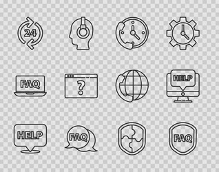 set line speech bubble with text help shield faq vector image