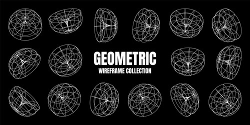 wireframe lined shapes perspective mesh 3d grid vector image