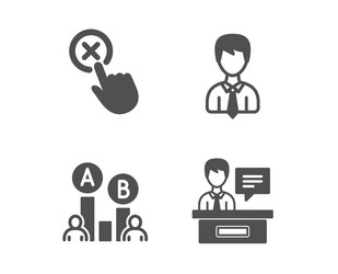 Ab testing reject click and businessman icons vector