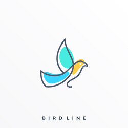 Bird colorful line art concept template Royalty Free Vector