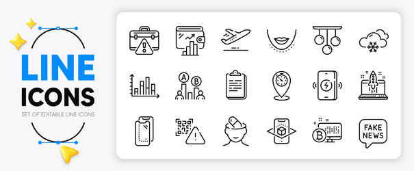 chin clipboard and wallet line icons for web app vector