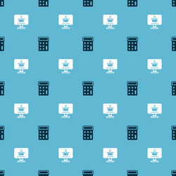 set calculator and shopping cart on computer vector image