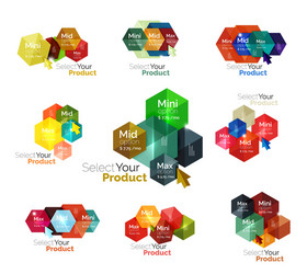 set of hexagon navigation option diagrams vector image