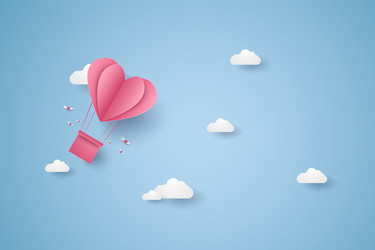 valentines day of love pink heart hot air balloon vector