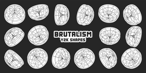 wireframe lined shapes perspective mesh 3d grid vector image
