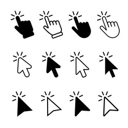 click cursor icons set hand icon computer vector image