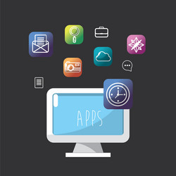 Modern Computer with App Connection vector image