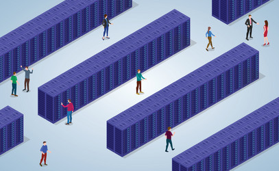 big data center with many server room block vector image